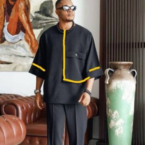 modern black senator wear accented with bold yellow detailing