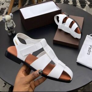 white "Pedro" Roman sandals