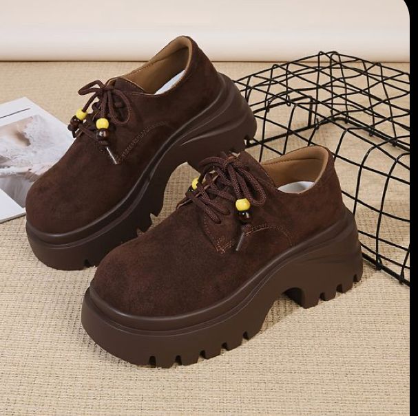 Brown Suede Platform Lace-Up Derbies Brown Suede Platform Lace-Up Derbies