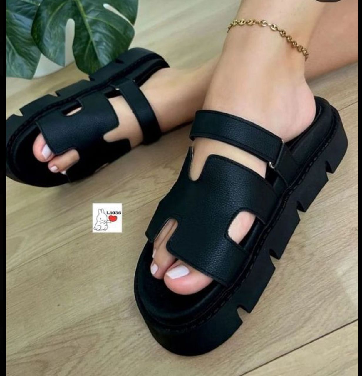 Black Platform H-Strap Slide Sandals Black Platform H-Strap Slide Sandals