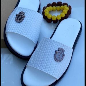 The "Billionaire" White Leather Slide Sandal