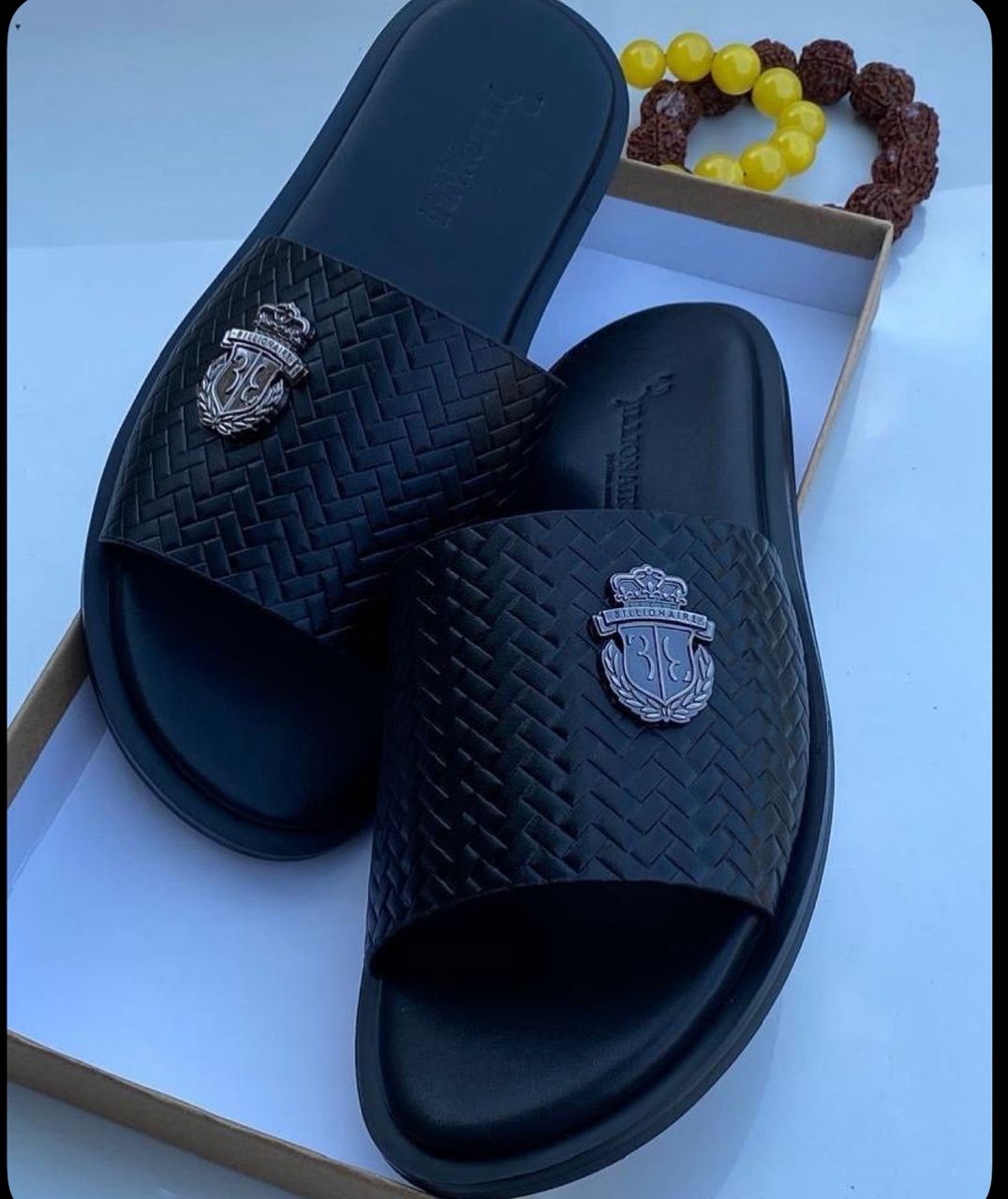 photo 2025 11 30 16 34 50 The "Billionaire" Black Leather Slide Sandal
